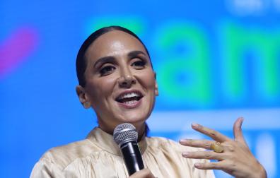 La influencer española Tamara Falcó habla durante su intervención en la XIV Congreso Mundial de las Familias, en Ciudad de México