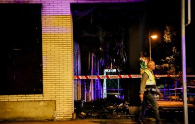 Zona afectada del edificio donde ha ocurrido la explosión, en Alcorcón