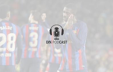 Dembele celebra un gol del Barcelona