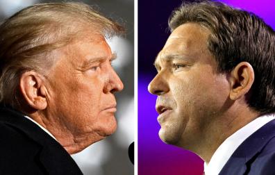 El expresidente de EE UU Donald Trump, y el gobernador de Florida, Ron DeSantis, posibles candidatos a las primarias republicanas