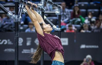 Stefy Navarro, durante una de las pruebas clasificatorias disputadas este sábado en el Navarra Arena