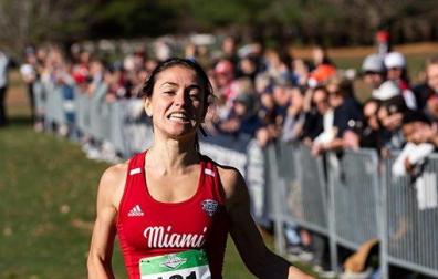 Carmen Riaño, en una prueba de cross en Estados Unidos