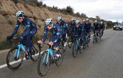 Movistar Team, en un entrenamiento del pasado training camp.