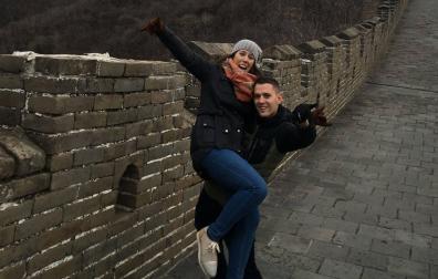 Sharay Franca y David Burguete, en la Gran Muralla China