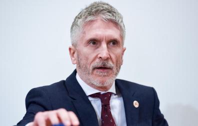 El ministro del Interior, Fernando Grande-Marlaska, en su comparecencia de este jueves