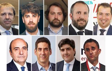 Javier Coloma, Managing director STI Norland; Gonzalo y Diego Oliver, directores generales manocumunados de ENHOL; Carlos Albi, managing director de Siemens Gamesa España; Eneko Sanz, director general Nabrawind Technologies; Rafael Mateo, CEO de Acciona Energía; David Solé López, director general de Ingeteam; Víctor Equisoain, CEO división internacional Nordex Group, y Javier Villanueva, director gerente de Enerclúster.
