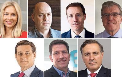 María José Ballarín, consejera delegada de Obenasa; Santiago Osés, director de Planta Rockwool Caparroso; Michel Elizalde, CEO ACR Group; Jesús Ibáñez Solano, presidente de Avanco; Iñigo Eugui Martínez de Azagra, administrador Antonio Erro y Eugui; Iñaki Ecay, director gerente de Ecay Construcciones, y David Martínez, CEO de AEDAS Homes