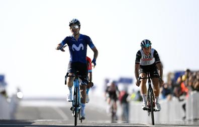 Ruben Guerreiro, en el momento de ganar la etapa del Saudi Tour.