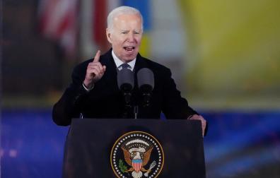Joe Biden, en su discurso en Varsovia en al aniversario de la invasión de Ucrania por parte de Rusia
