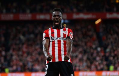 Iñaki Williams celebra el gol del Athletic que empata la eliminatoria de Copa del Rey