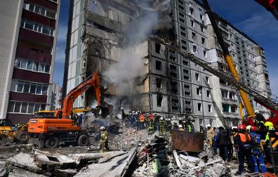 El ataque ruso en la ciudad de Umán causó daños en una decena de bloques de apartamentos