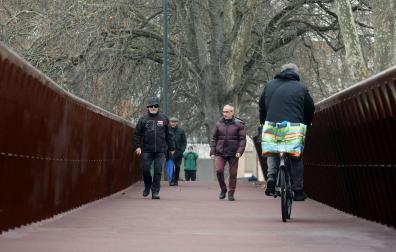 Apertura de la pasarela de Labrit en febrero de este año. La estructura permaneció cerrada desde julio de 2016 hasta este año