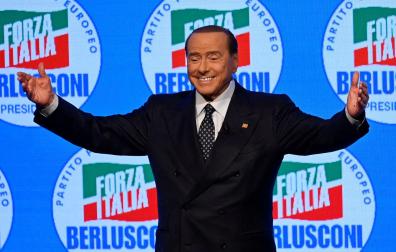 El ex primer ministro de Italia Silvio Berlusconi, en un acto de su partido Forza Italia
