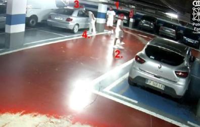 Imágenes de las cámaras de vigilancia de un parking