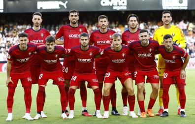 Once de Osasuna en el partido contra el Valencia