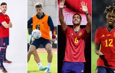 David García, César Azpilicueta, Mikel Merino y Nico Williams