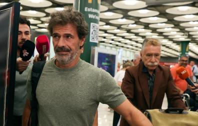 Rodolfo Sancho, a su llegada al aeropuerto de Barajas