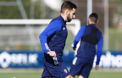 Jon Moncayola durante el entrenamiento de este martes en Tajonar