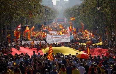 Imagen de la manifestación en Barcelona contra la amnistía./