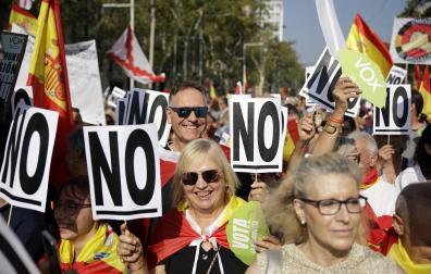Imagen de la manifestación en Barcelona contra la amnistía./