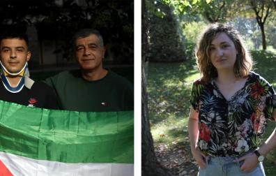 Heshman y Samer Salman, nacidos en Gaza, y la israelí Tiferet Frumkin, posando en Pamplona