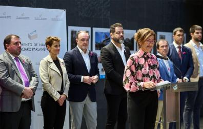 Un momento del acto institucional en el Parlamento de Navarra con motivo del Día Internacional del Cáncer de Mama