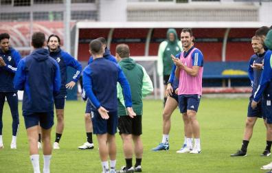 Unai, esta mañana en Tajonar junto al grupo