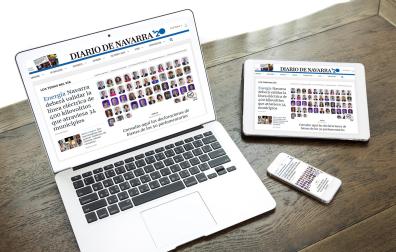 Fotomontaje de la web de Diario de Navarra en diferentes dispositivos