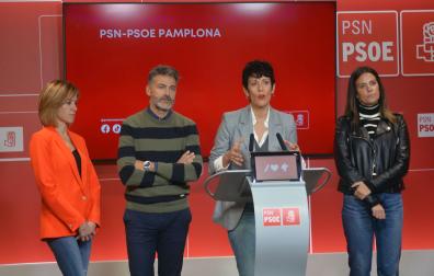 Representantes del PSN en Pamplona, durante la rueda de prensa de este viernes