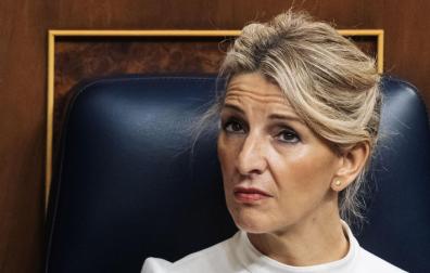La vicepresidenta segunda y ministra de Trabajo y Economía Social, Yolanda Díaz, durante la Solemne Sesión de Apertura de las Cortes Generales de la XV Legislatura