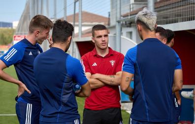 Diego Moreno, en pretemporada cuando visitó Tajonar con el Mirandés