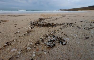 Los micro plásticos llegan a la playa de Doniños en Ferrol