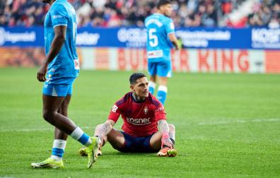 El Chimy, sentado en el último partido de Liga contra el Almería.