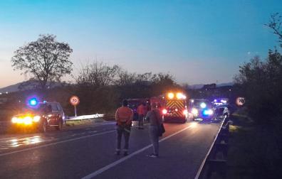 Lugar del accidente ubicado en un tramo cercano al acueducto de Noáin, en la entrada a Beriáin por N-121