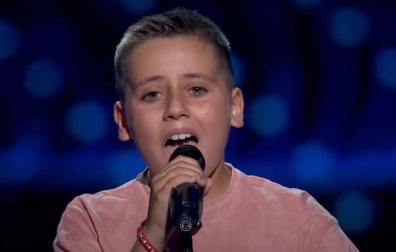El niño Iker Gonález, de Olite, en un momento de su actuación en las audiciones de La Voz Kids