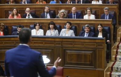 Pedro Sánchez, durante su intervención en la sesión de control al Gobierno, este miércoles en el Congreso