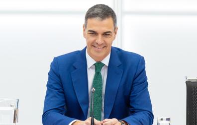 Pedro Sánchez, este martes en la reunión de la Ejecutiva Federal del PSOE, que ha respaldado el acuerdo entre el PSC y ERC