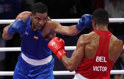 Enmanuel Reyes, en un momento de su combate contra Victor Schelstraete