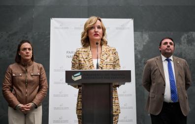 La ministra Pilar Alegría, este sábado en el Parlamento foral
