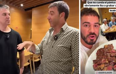 Juan José Dalmau (JDalmau), Alberto Larraza (propietario del Asador Olaverri) y Pablo Cabezali (Cenando con Pablo)
