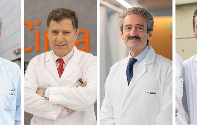 Los doctores Jesús San Miguel, Ignacio Melero, Bruno Sangro y Miguel Fernández de Sanmamed, investigadores del CCUN.