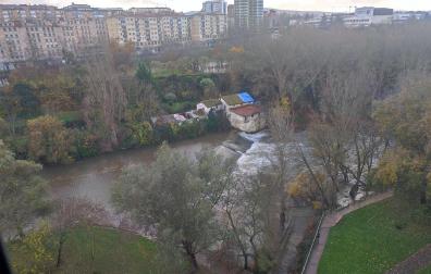 El río Arga, este sábado a la altura de la presa de San Jorge