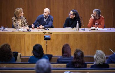 Inma Elcano (Comerciantes de Navarra), Pablo Michelet (Gelisa), Mieke Iriarte (Damaxen) e Iñaki Punzel (Cámara de Comercio)