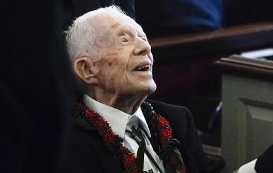 Imagen de noviembre de 2023 del expresidente norteamericano, Jimmy Carter, durante el funeral de su esposa /