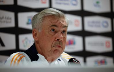 Carlo Ancelotti, este miércoles en su comparecencia ante la prensa