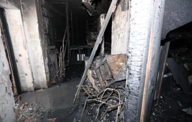 Foto del interior del Planetario tras el devastador incendio./