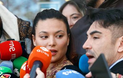 La actriz Elisa Mouliaá, a su llegada a los juzgados de Plaza de Castilla este jueves