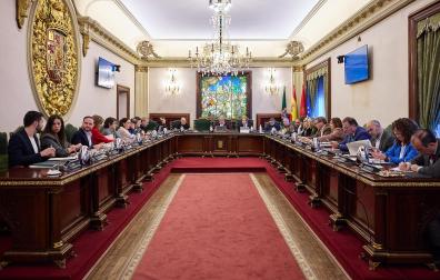 Vista general del primer pleno anual del Ayuntamiento de Pamplona este 16 de enero /