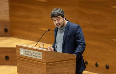 El portavoz de Industria de Contigo, Miguel Garrido, interviene en un pleno del Parlamento