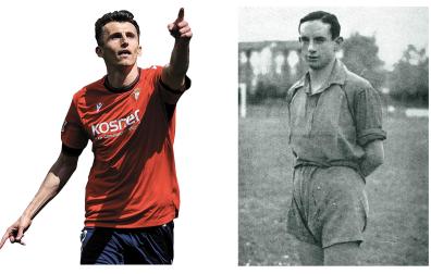 A la izda., Budimir celebra uno de los goles que marcó en Valladolid. A la dcha., Julián Vergara en una imagen de archivo /